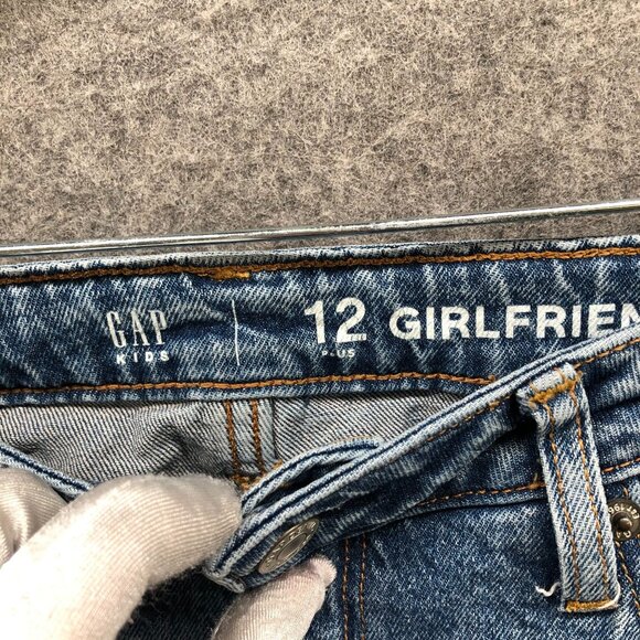 Gap Girls Size 12 Plus Girlfriend Jeans Distressed Medium Wash Blue Stretch - Picture 5 of 11